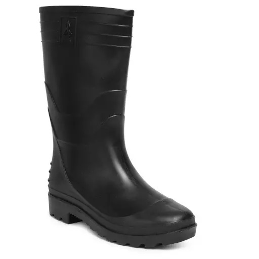 Hillson Welcome Black Plain Toe Rainwear Gumboot Height 12 Inch (Size UK 6 - UK 10)
